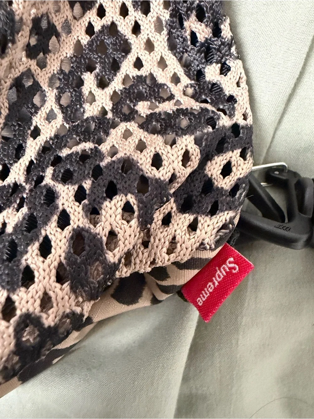 Supreme Mesh small Leopard Print Drawstring Backpack - Tan & Black